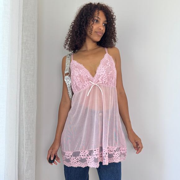 Vintage Pink Lace Babydoll Cami (M/L) - Picture 8 of 11